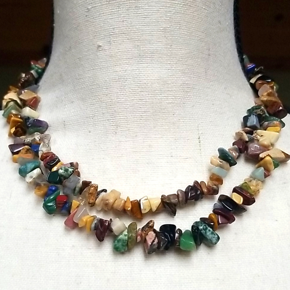 Vintage 1970s Boho Semi-precious Stone Necklace - Picture 2 of 8